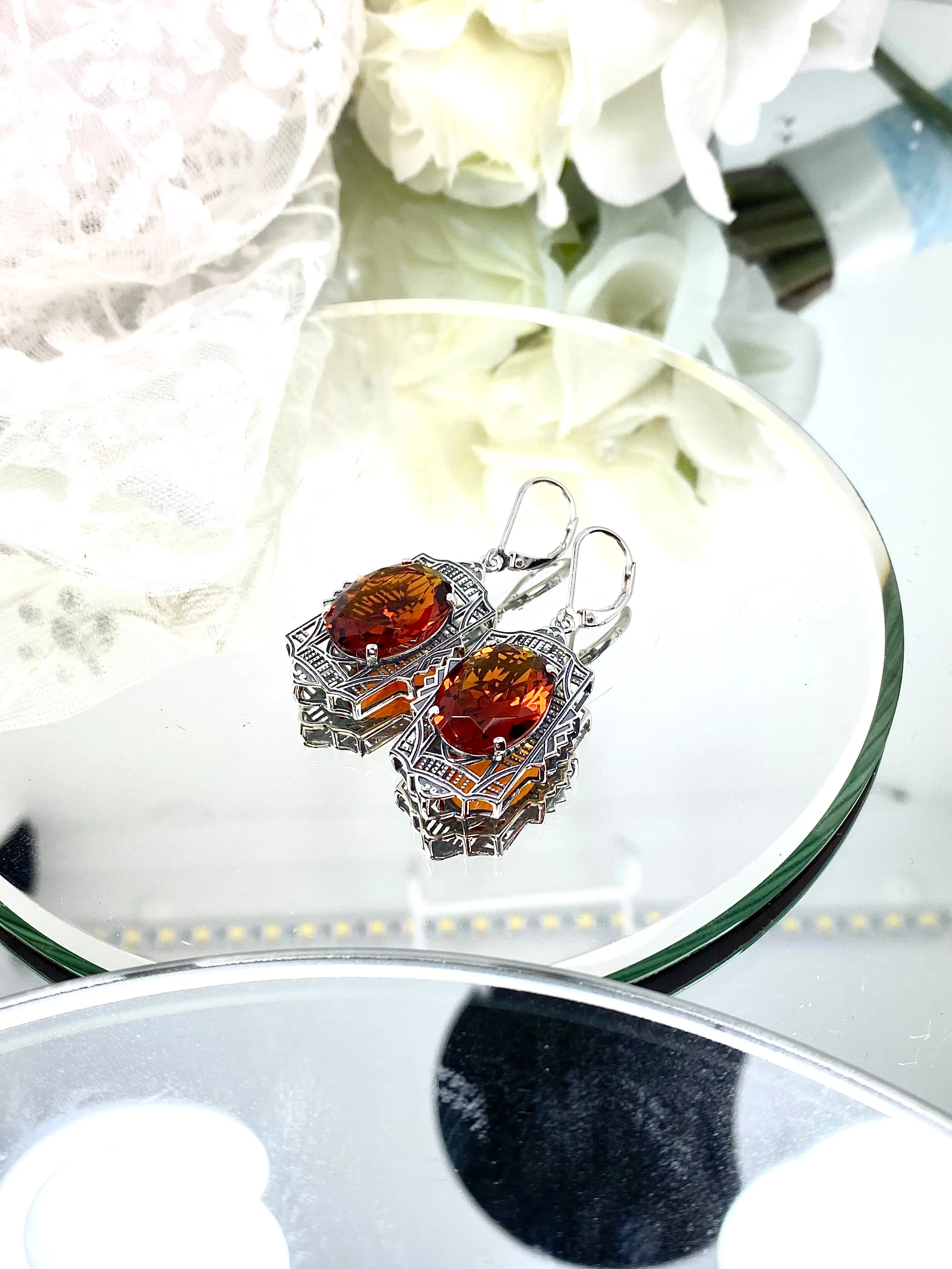 Citrine Art Deco Earrings, #E19