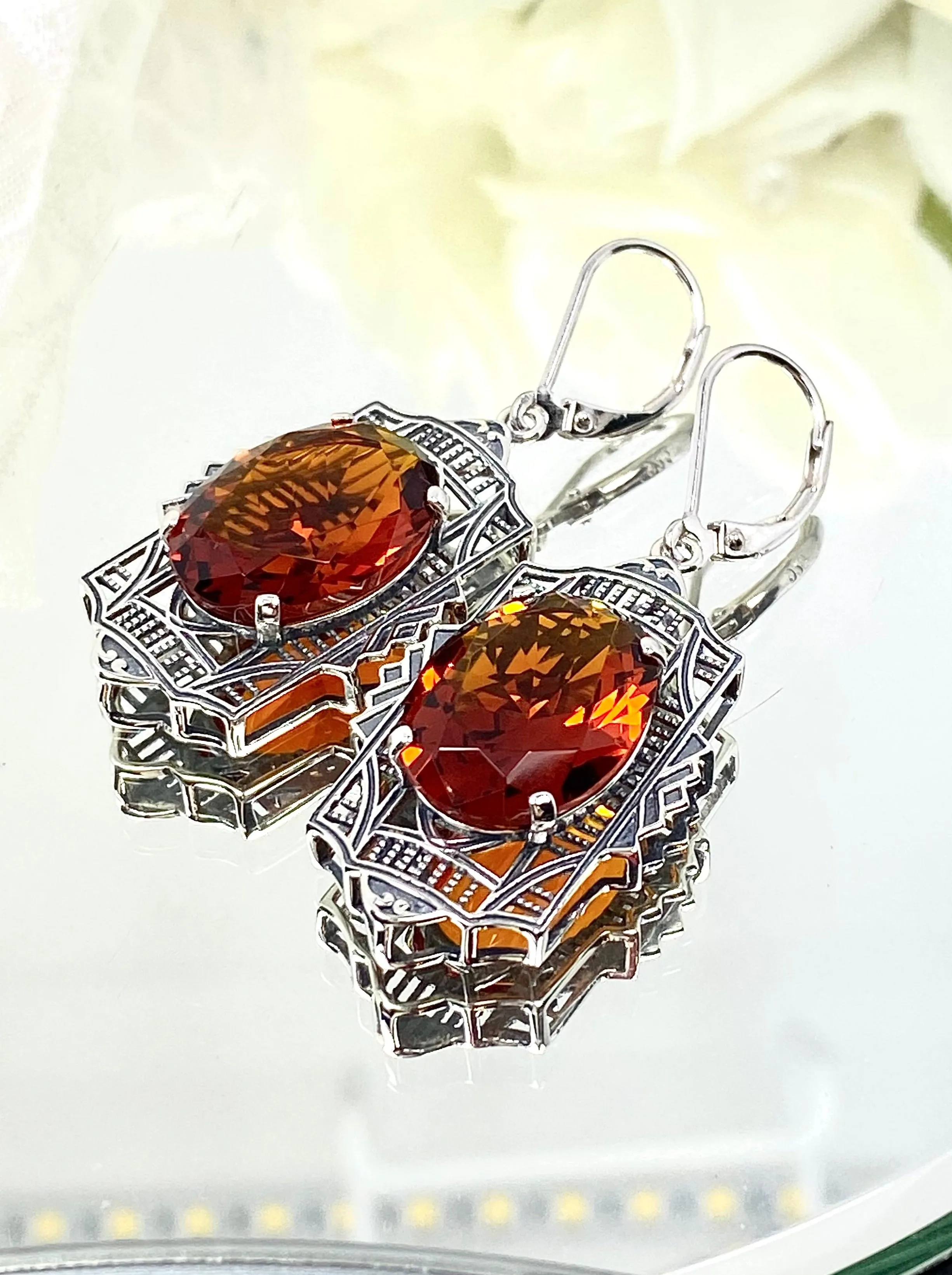 Citrine Art Deco Earrings, #E19