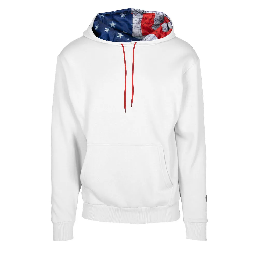 Classic Lined Hoodie | American Flag | White