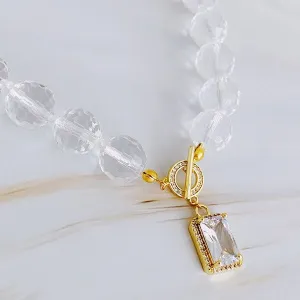 Clear Crystal Ball Chain Necklace