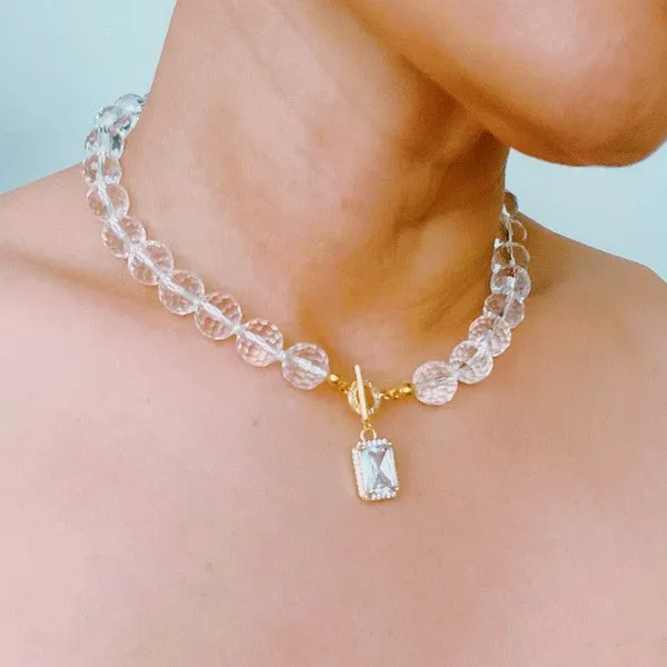 Clear Crystal Ball Chain Necklace