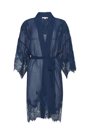 Coco Lace Silk Kimono Tanzanite Blue