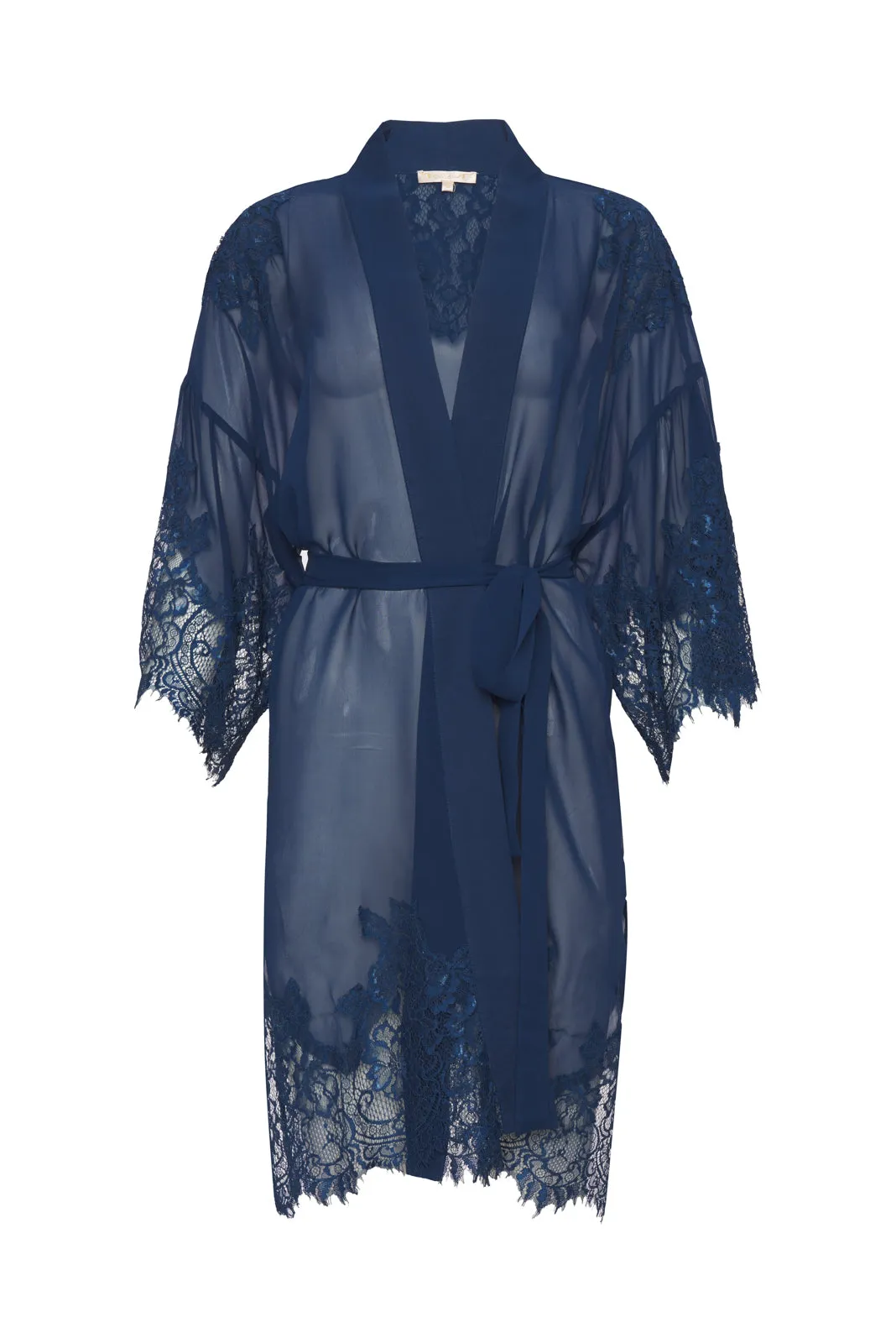 Coco Lace Silk Kimono Tanzanite Blue