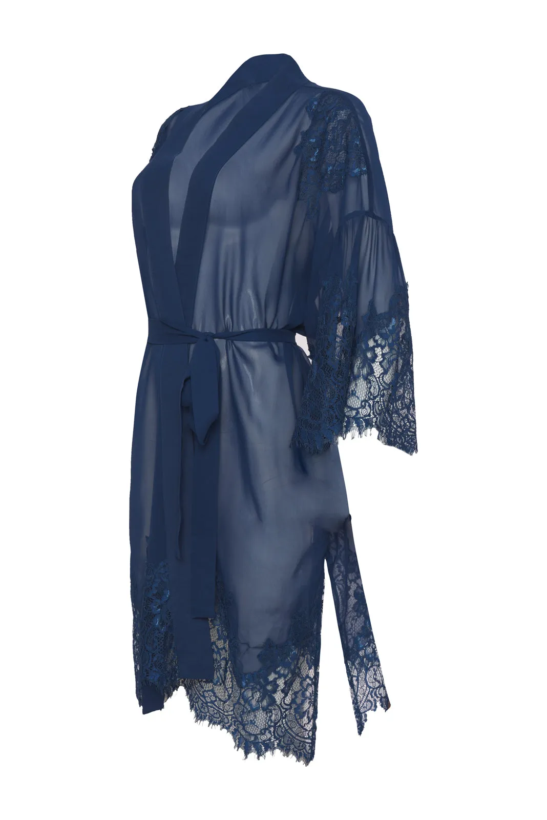 Coco Lace Silk Kimono Tanzanite Blue