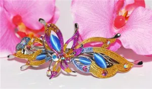 Colorful Butterfly Automatic Barrette with Swarovski Crystals
