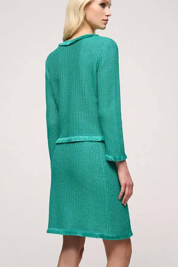CONFORTO TURQUOISE FRINGE KNIT JACKET