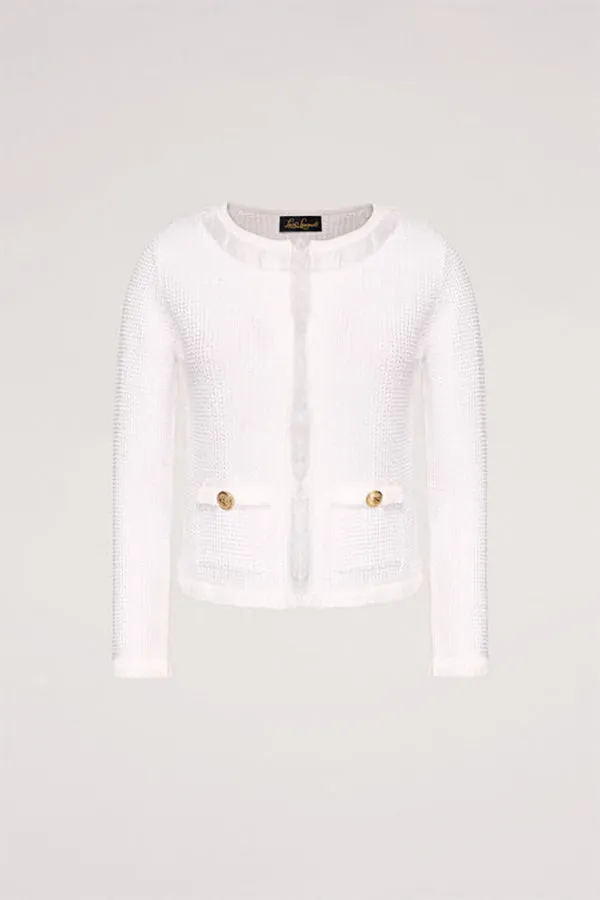CONFORTO WHITE FRINGE KNIT JACKET