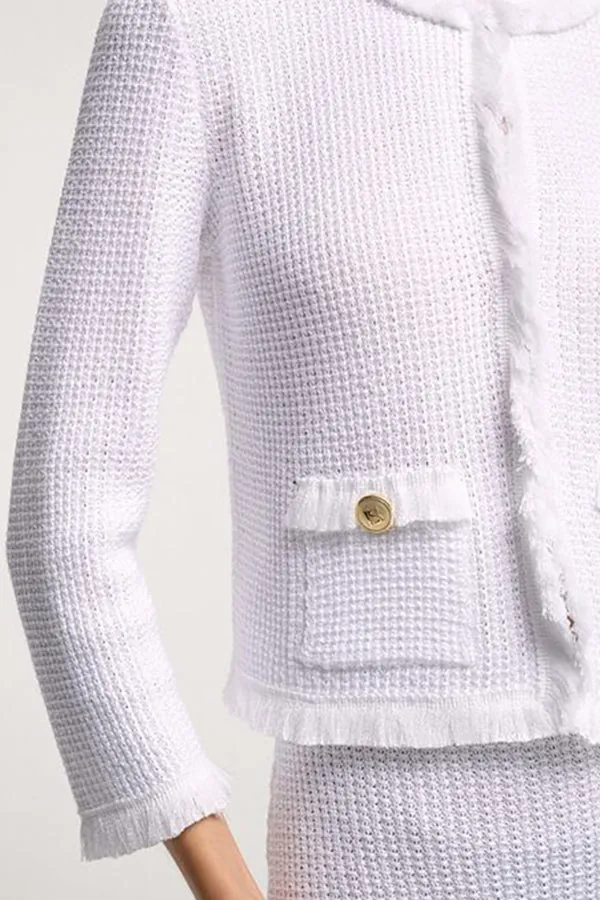 CONFORTO WHITE FRINGE KNIT JACKET