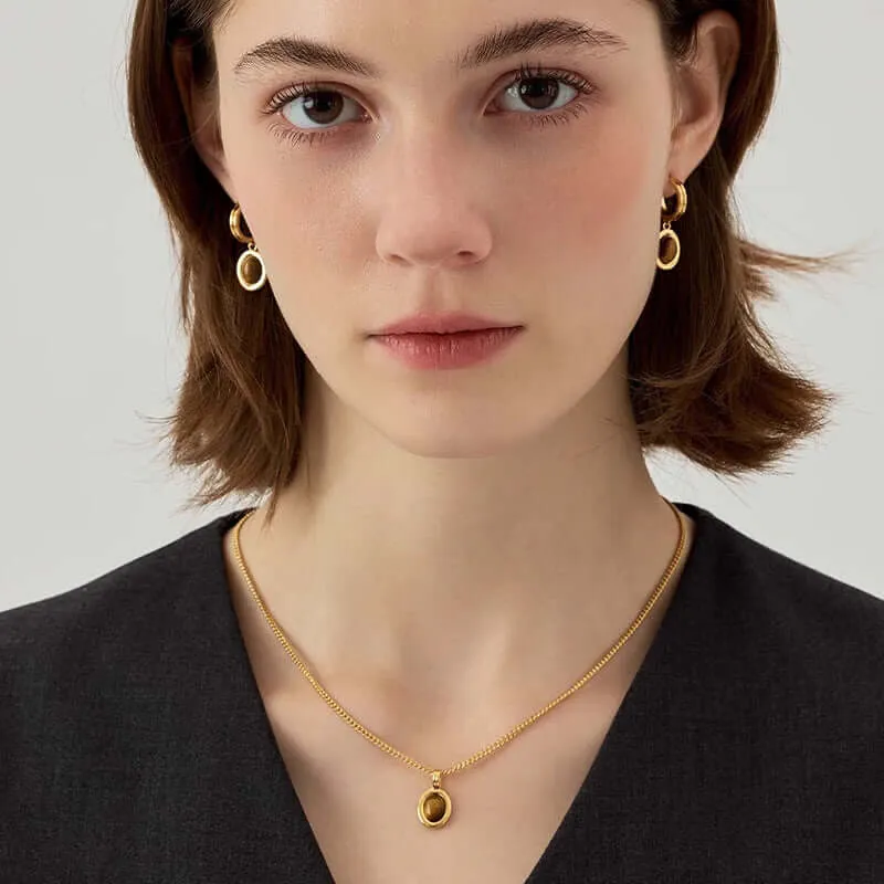 Copper Maillard Tiger Eye Stone Pendant Necklace