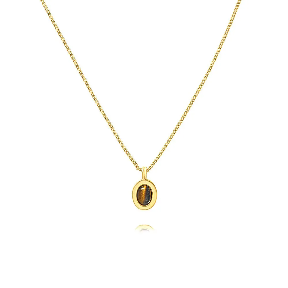 Copper Maillard Tiger Eye Stone Pendant Necklace
