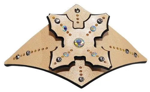 Cream Automatic Ponytail Holder with Crystal Rhinestones
