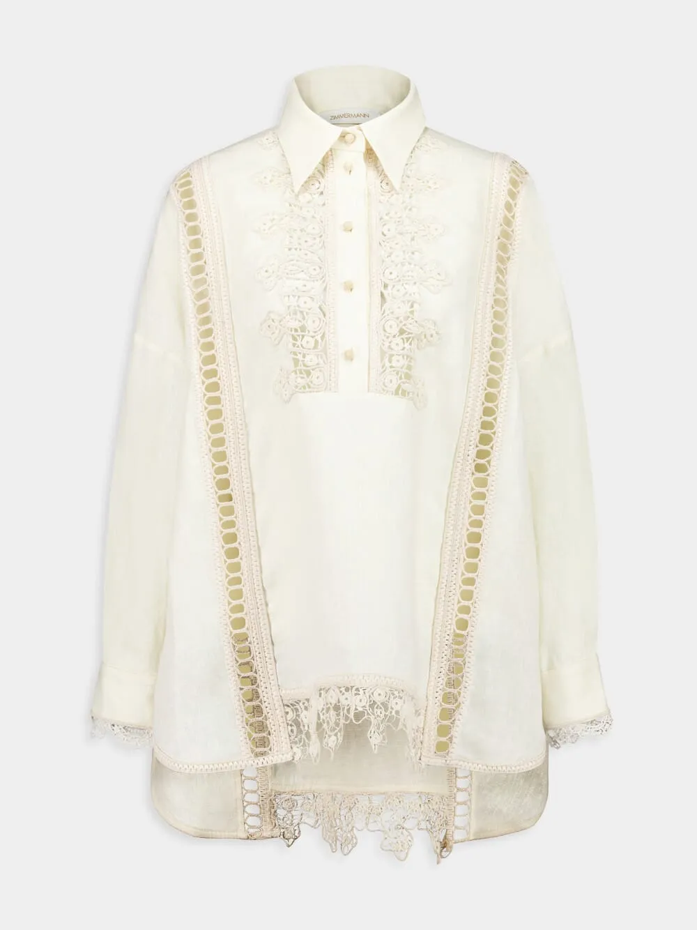 Cream Illuminate Trimmed Shirt
