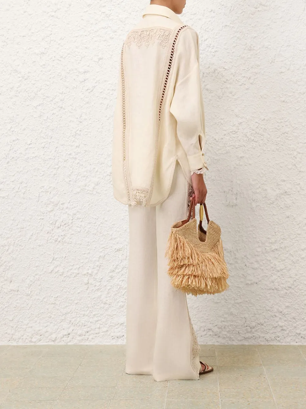 Cream Illuminate Trimmed Shirt