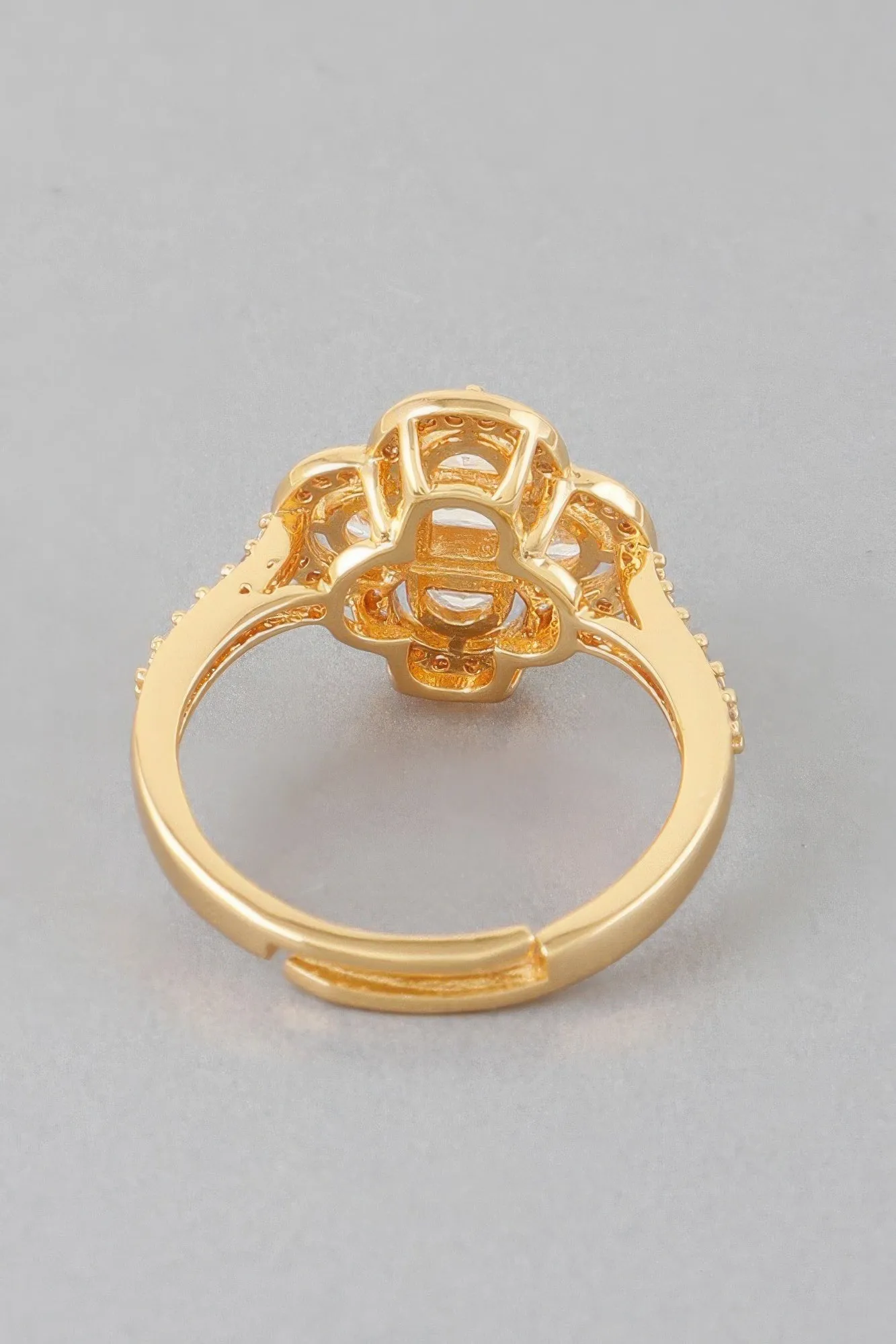 Cubic Jeweled Clover Ring