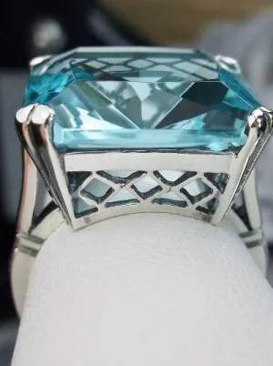 D1, Art Deco Ring, 20ct Big Huge Square Gem, Vintage Jewelry Design#D1