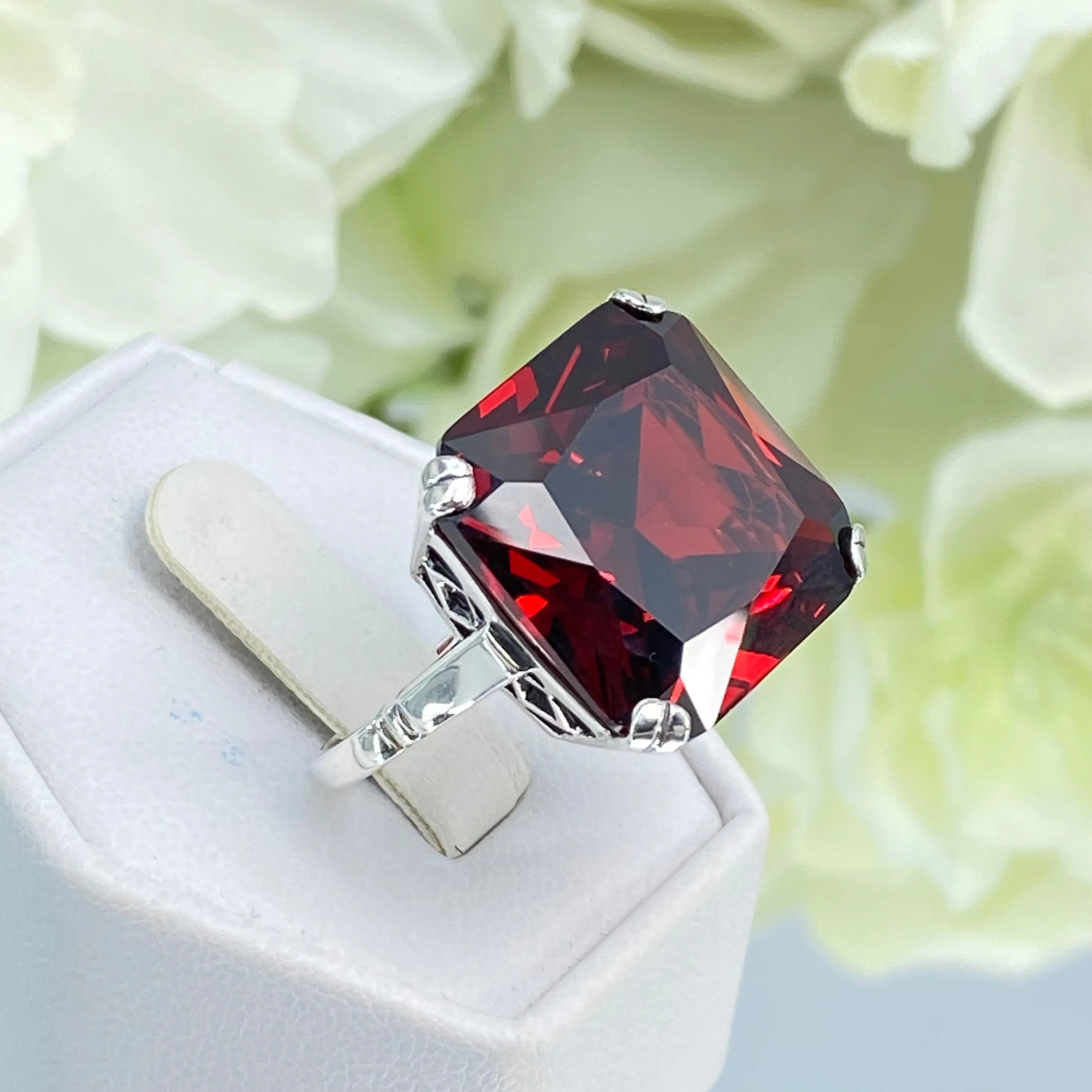 D1, Art Deco Ring, 20ct Big Huge Square Gem, Vintage Jewelry Design#D1