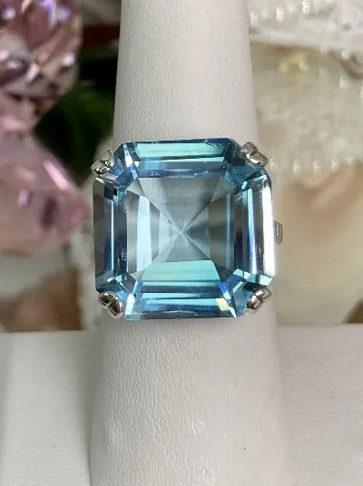 D1, Art Deco Ring, 20ct Big Huge Square Gem, Vintage Jewelry Design#D1