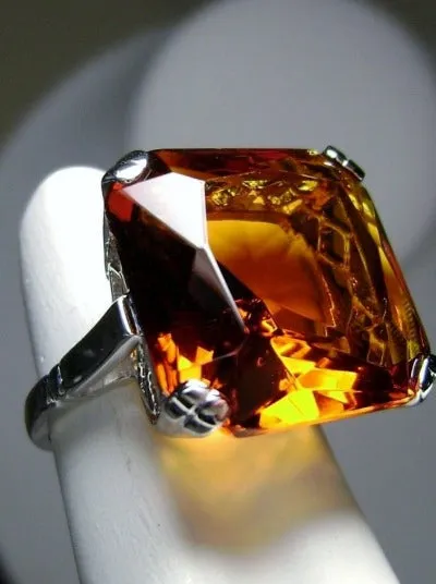 D1, Art Deco Ring, 20ct Big Huge Square Gem, Vintage Jewelry Design#D1