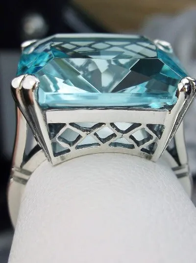 D1, Art Deco Ring, 20ct Big Huge Square Gem, Vintage Jewelry Design#D1