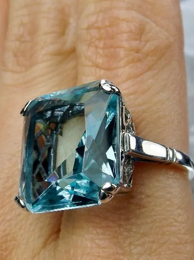 D1, Art Deco Ring, 20ct Big Huge Square Gem, Vintage Jewelry Design#D1