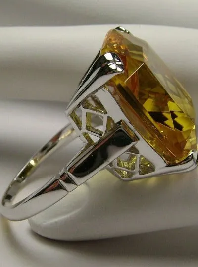 D1, Art Deco Ring, 20ct Big Huge Square Gem, Vintage Jewelry Design#D1