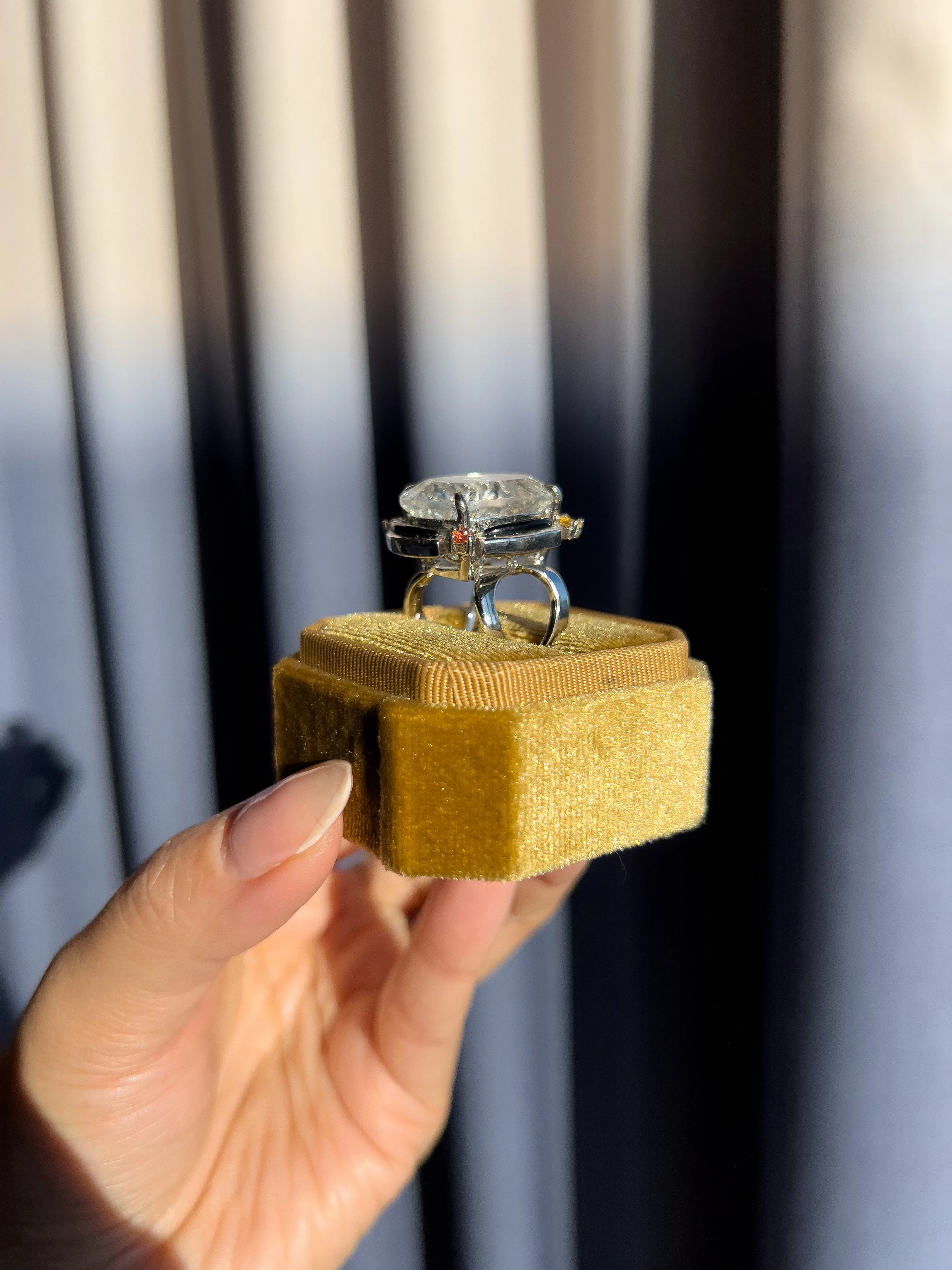 Deco 43 Carat Natural Crystal Quartz & Garnet Cocktail Ring