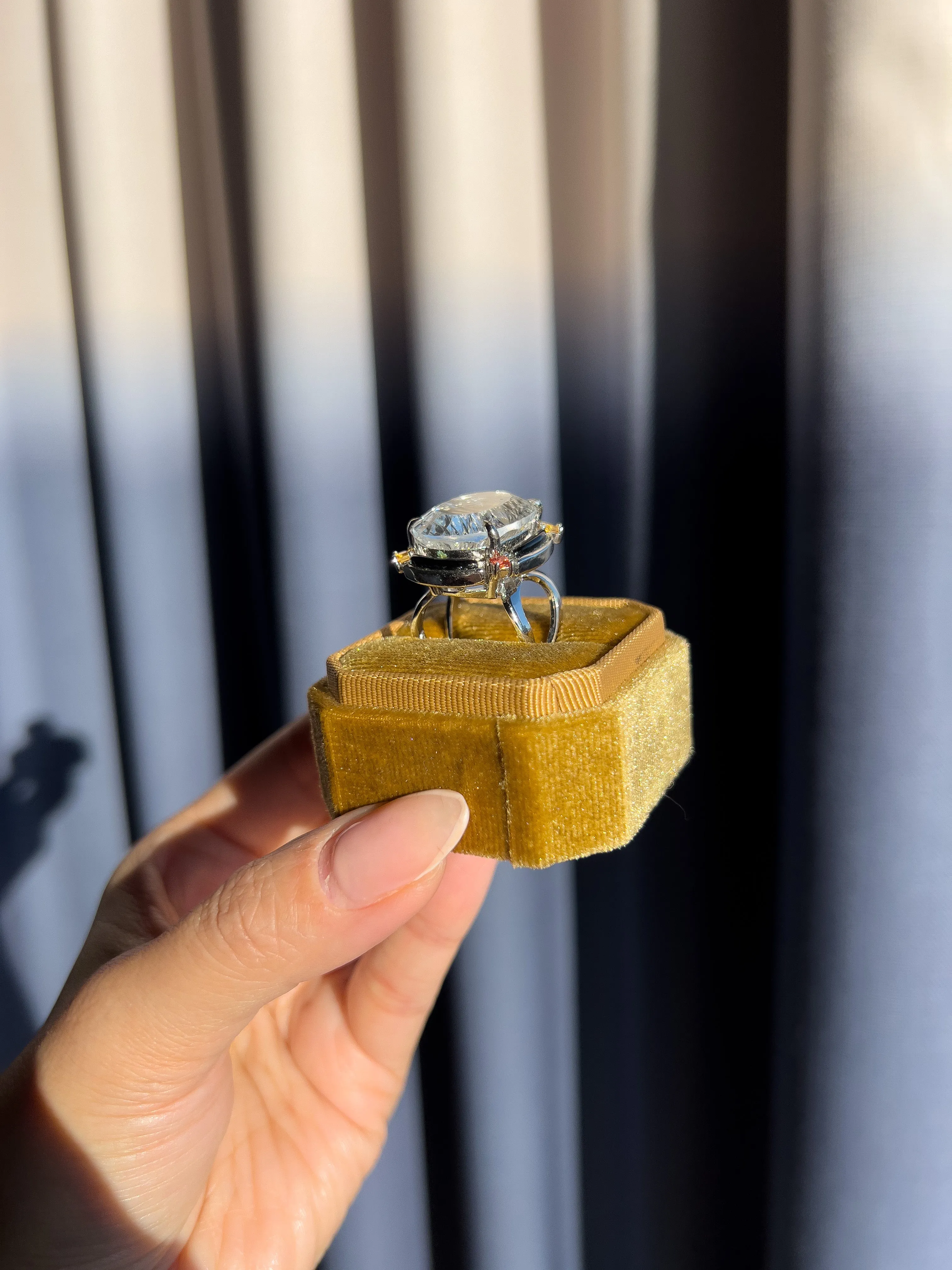 Deco 43 Carat Natural Crystal Quartz & Garnet Cocktail Ring