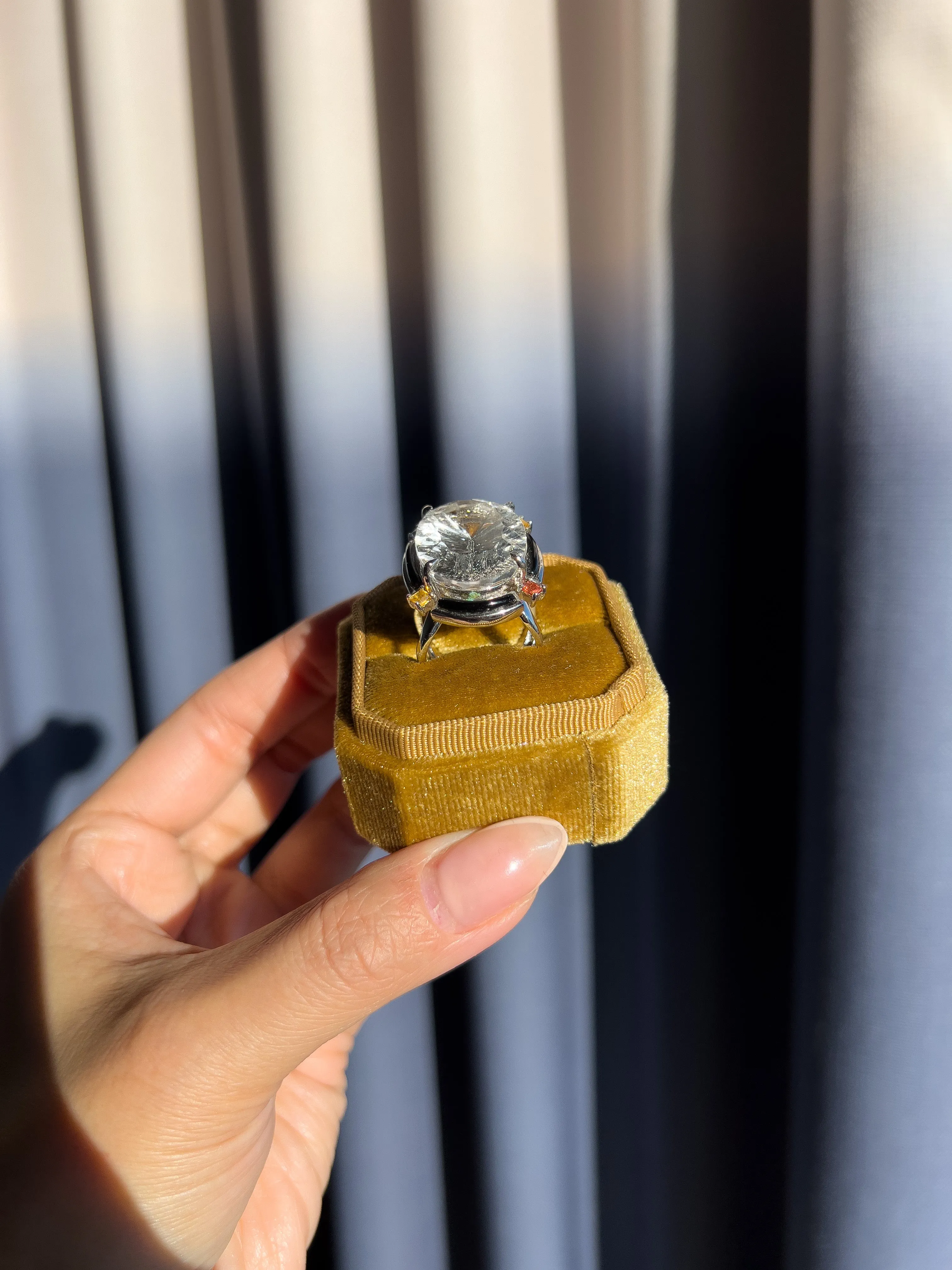 Deco 43 Carat Natural Crystal Quartz & Garnet Cocktail Ring