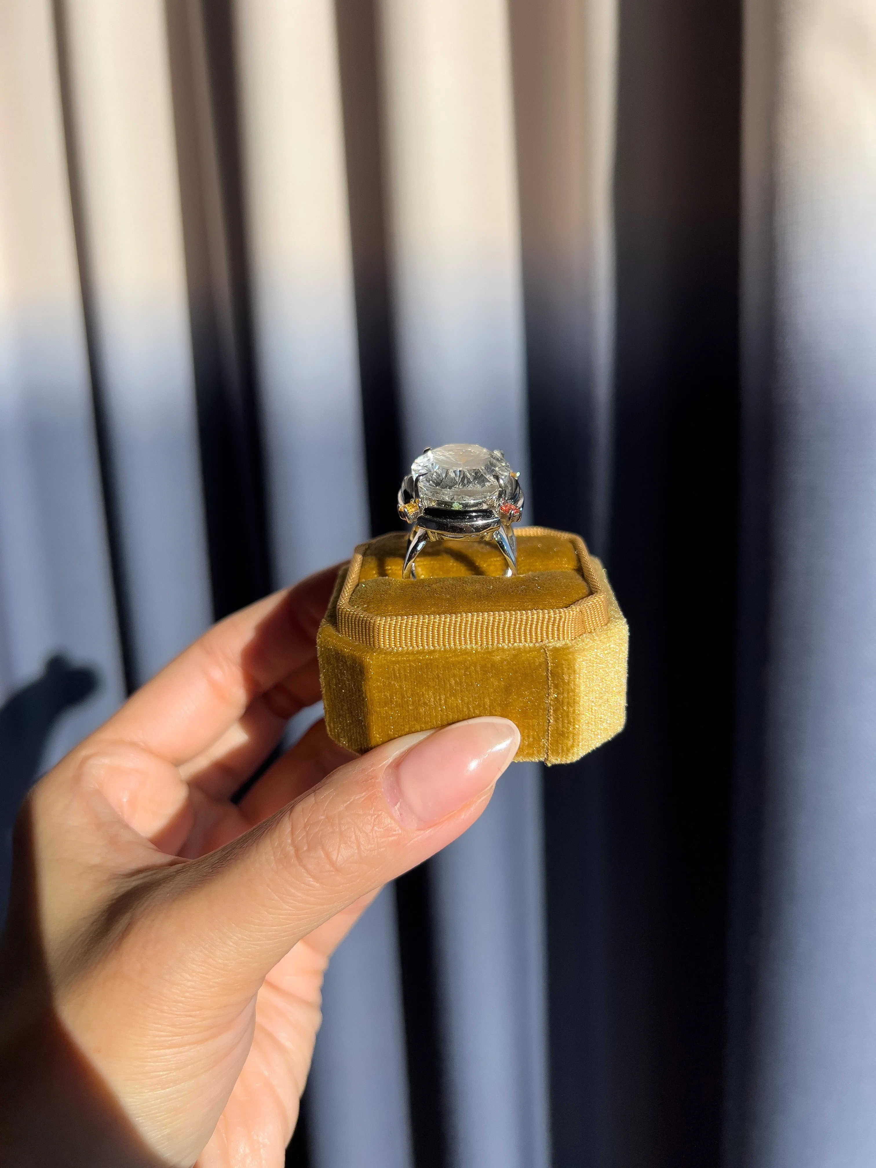Deco 43 Carat Natural Crystal Quartz & Garnet Cocktail Ring