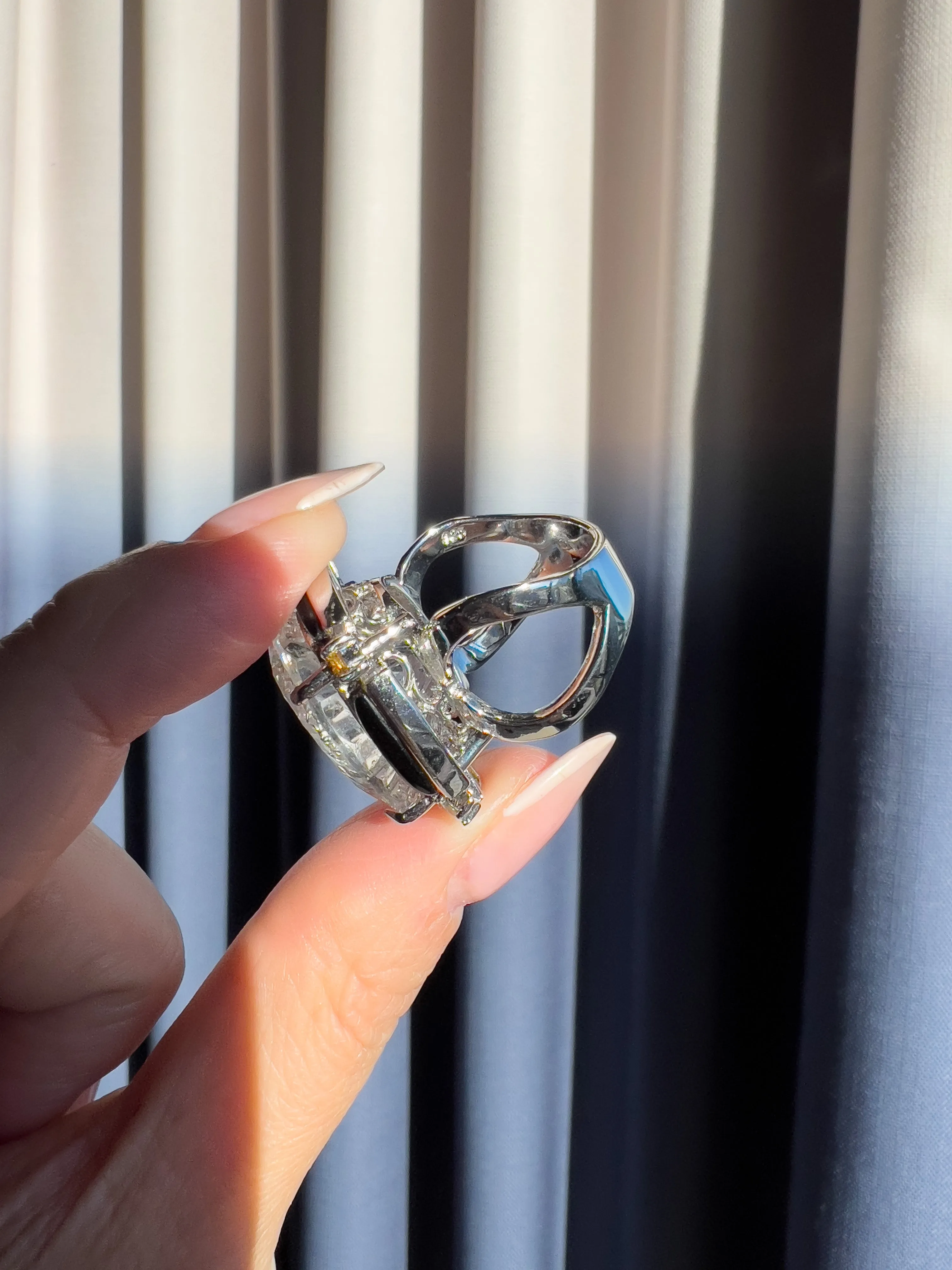 Deco 43 Carat Natural Crystal Quartz & Garnet Cocktail Ring