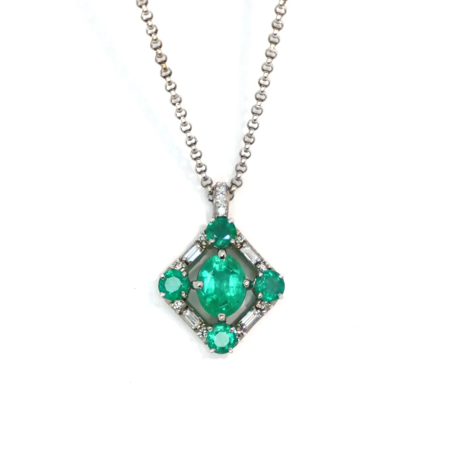 Deco Emerald and Diamond Pendant