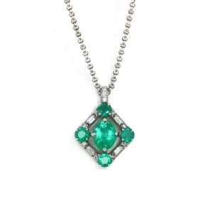 Deco Emerald and Diamond Pendant