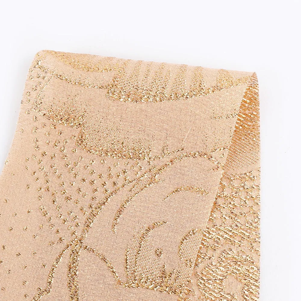 Deco Poppy Rose Silk Jacquard - Gold