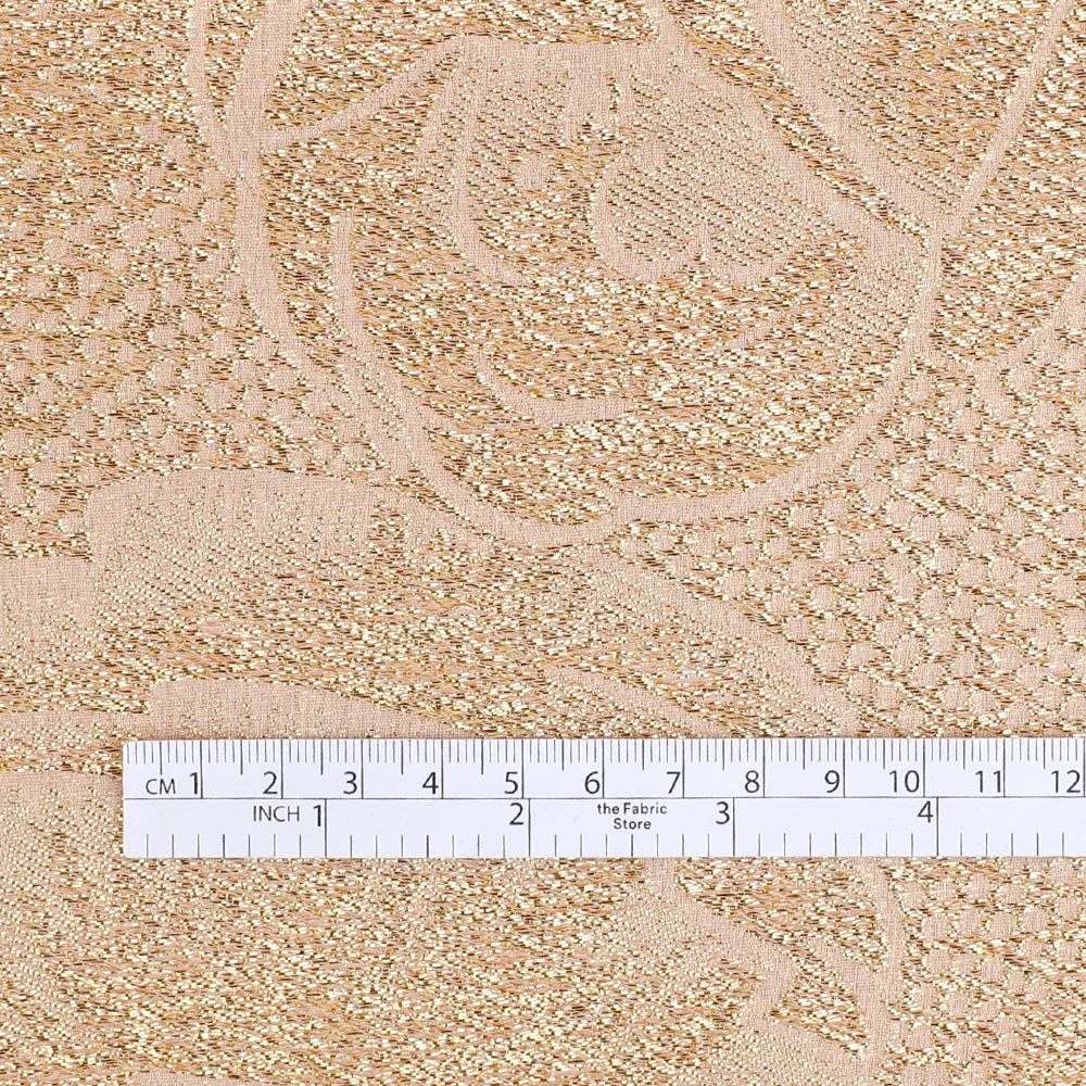 Deco Poppy Rose Silk Jacquard - Gold