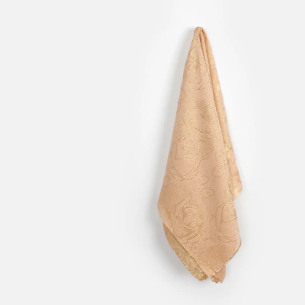 Deco Poppy Rose Silk Jacquard - Gold