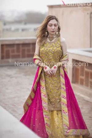 Designer Embroidered yellow Lehenga for Haldi #BN852