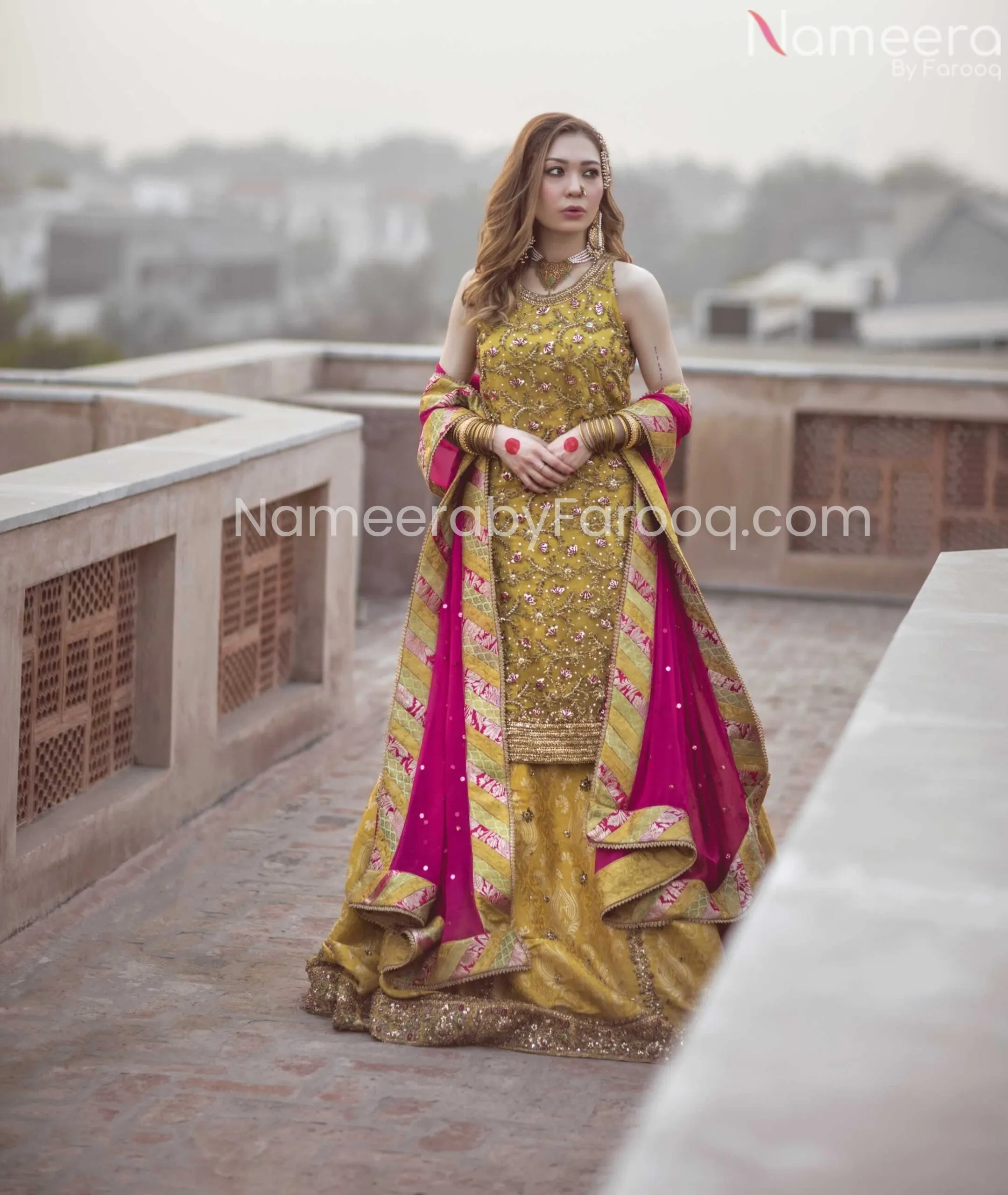 Designer Embroidered yellow Lehenga for Haldi #BN852
