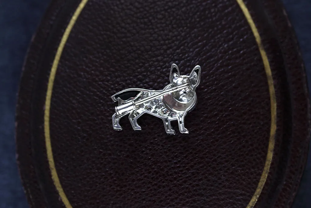 Diamond & Onyx French Bulldog Pin
