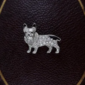 Diamond & Onyx French Bulldog Pin