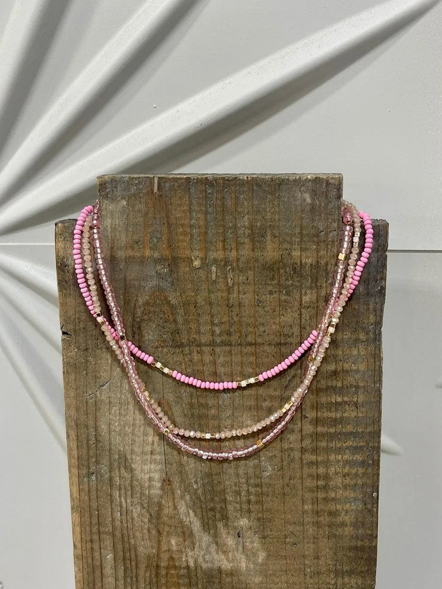 Diedra Pink Beaded Necklace