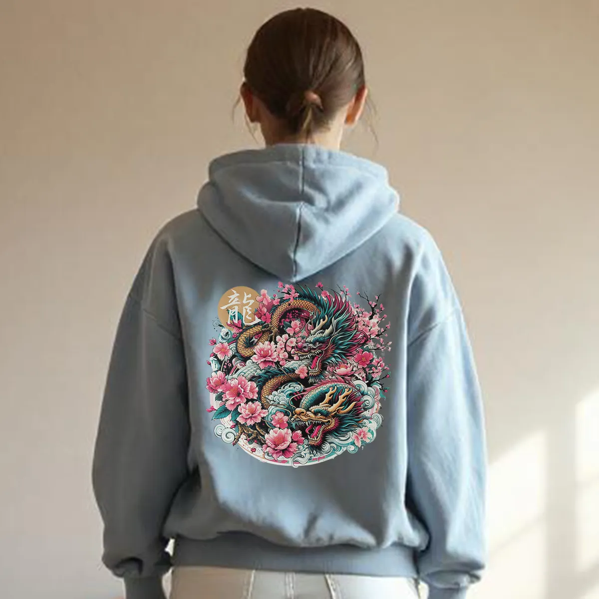 Dragon & Sakura Hoodie - Japanese Art-Inspired Bold Hoodie