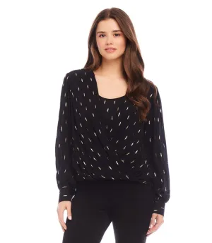 Drape Front Metallic Top