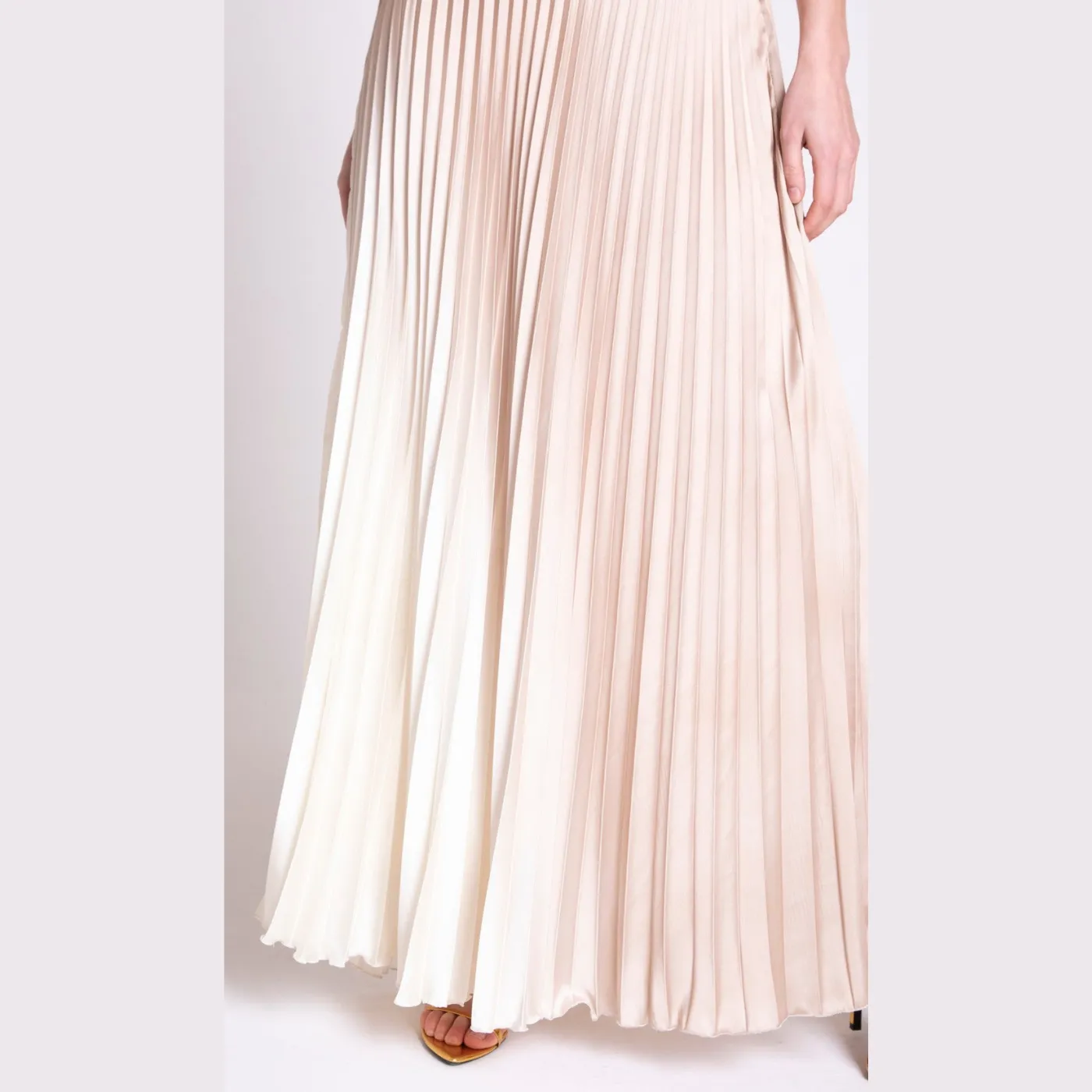 Edas Long Gold Pleated Skirt Dress