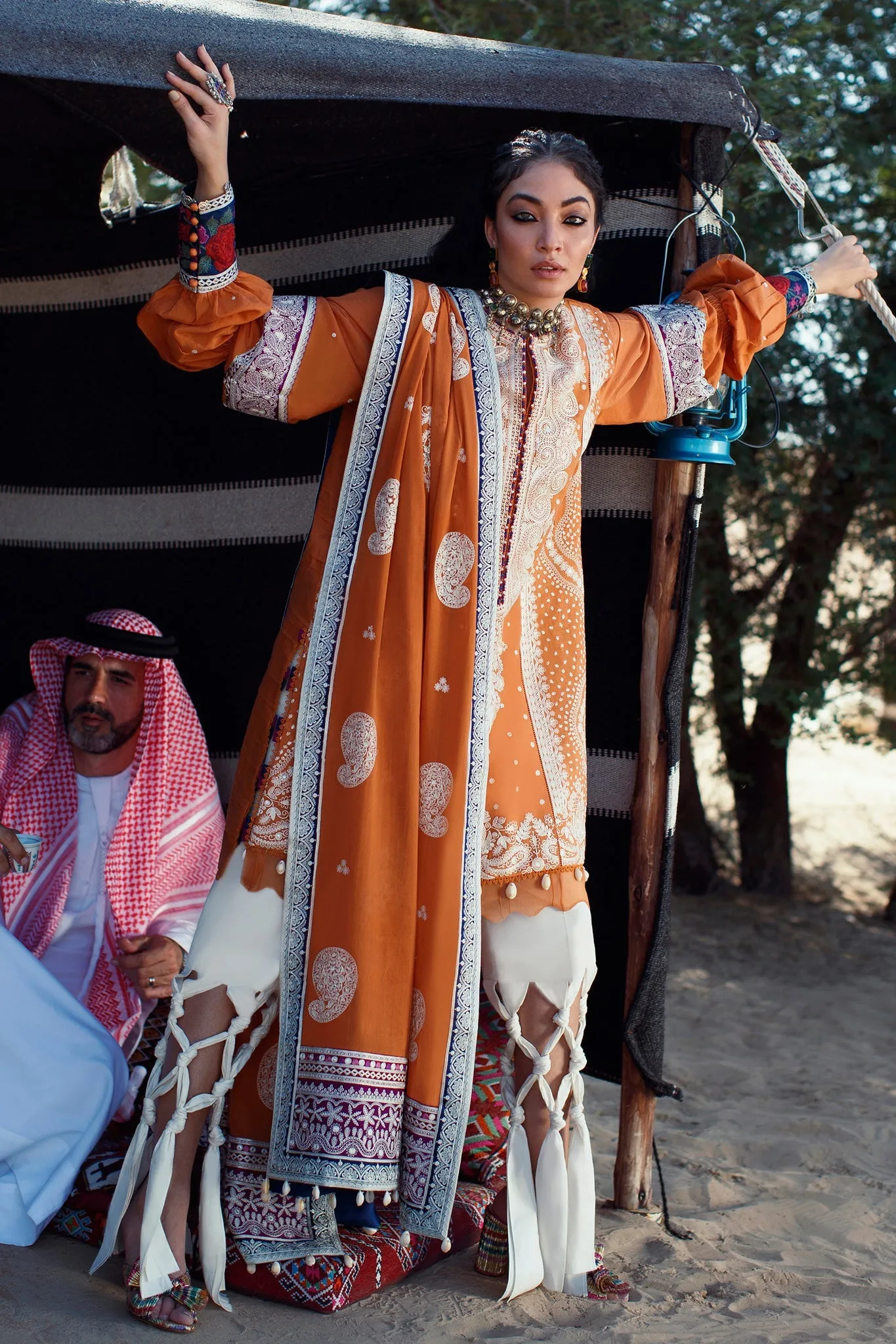 Embroidered Orange Capri Kameez Pakistani Eid Dress