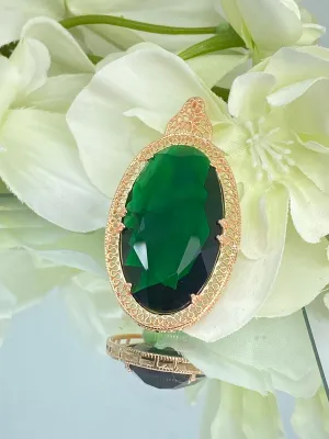Emerald Pendant, Rose Gold plated over Sterling Silver, Emerald Green Art Deco Necklace #P31 - Ready to Ship