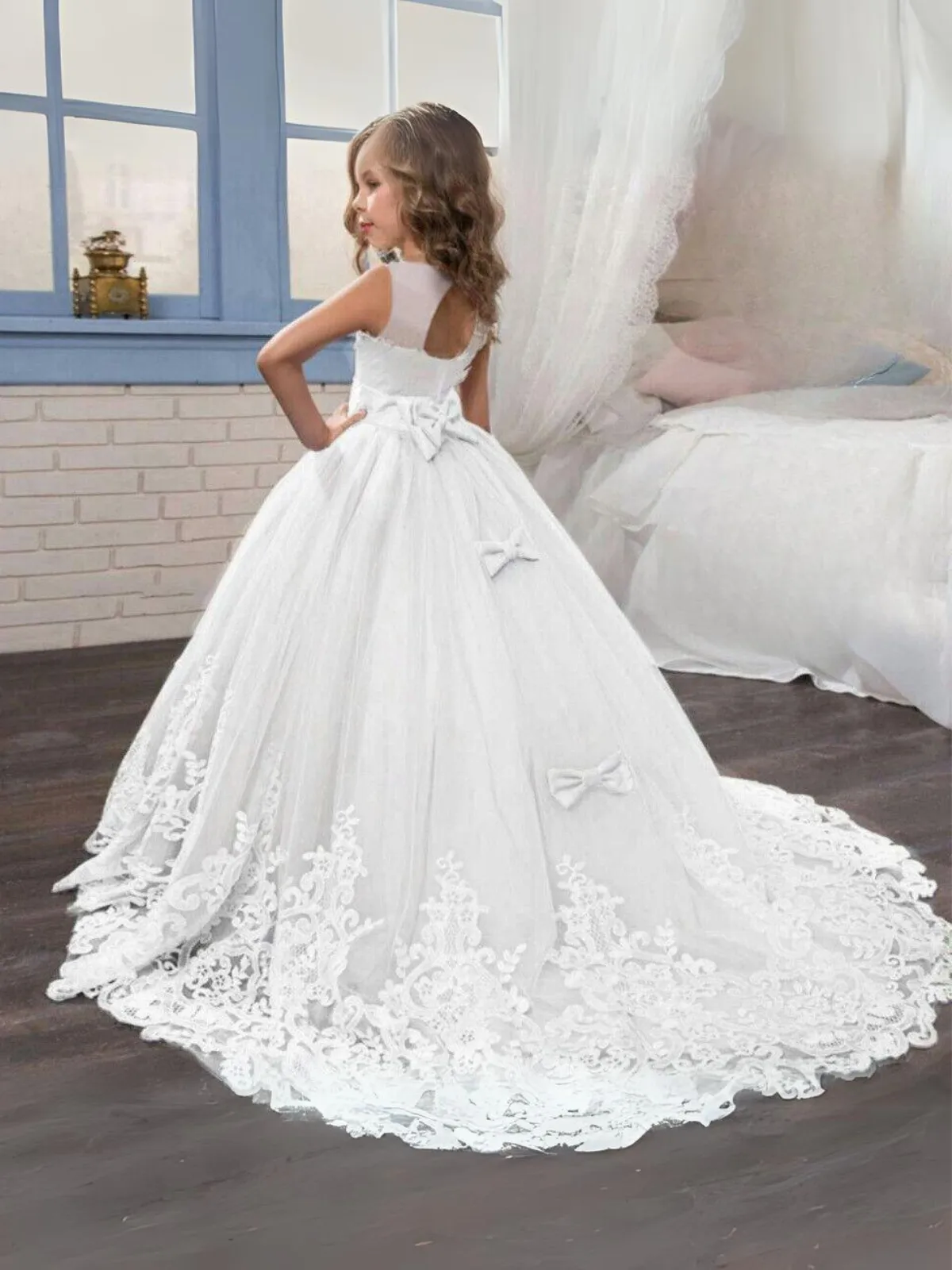Enchanting Elegance Lace Trimmed Tulle Special Occasion Gown