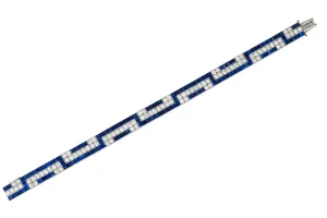 Exquisite Art Deco French 16.95 CTW Diamond Sapphire Platinum Line Bracelet
