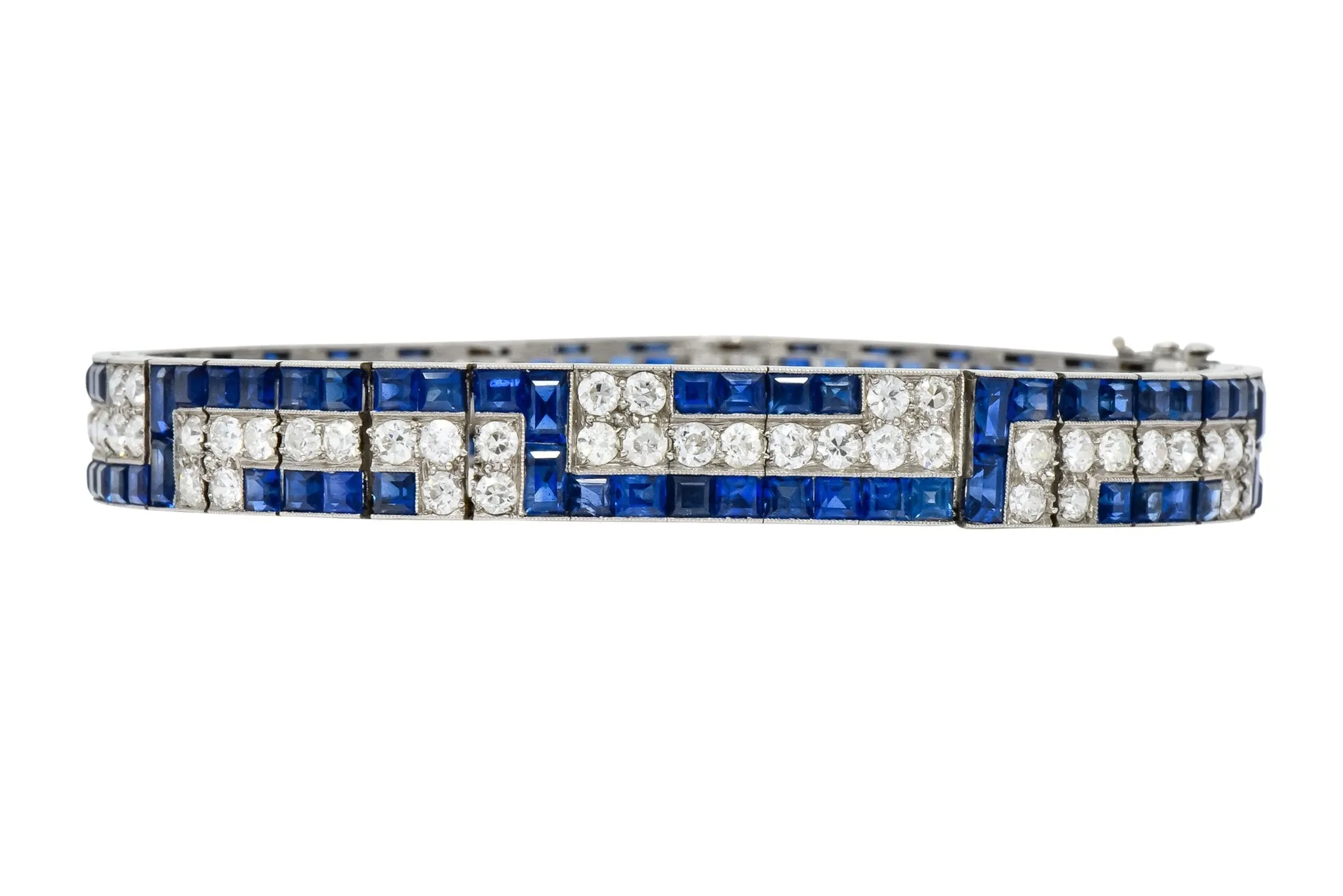 Exquisite Art Deco French 16.95 CTW Diamond Sapphire Platinum Line Bracelet