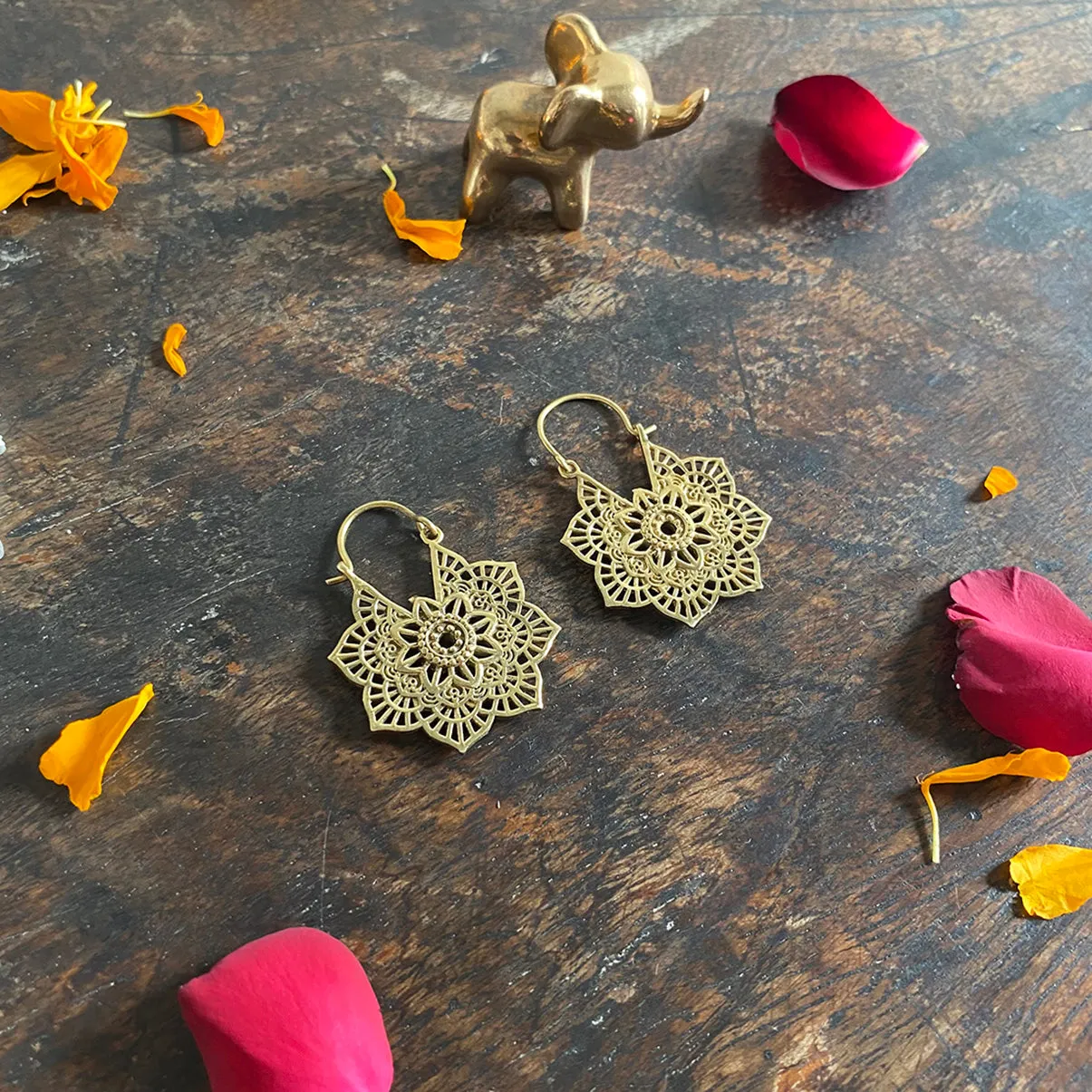 Flower Petal Gold Earrings