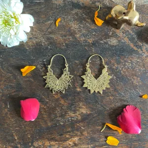 Flower Petal Solid Gold Earrings